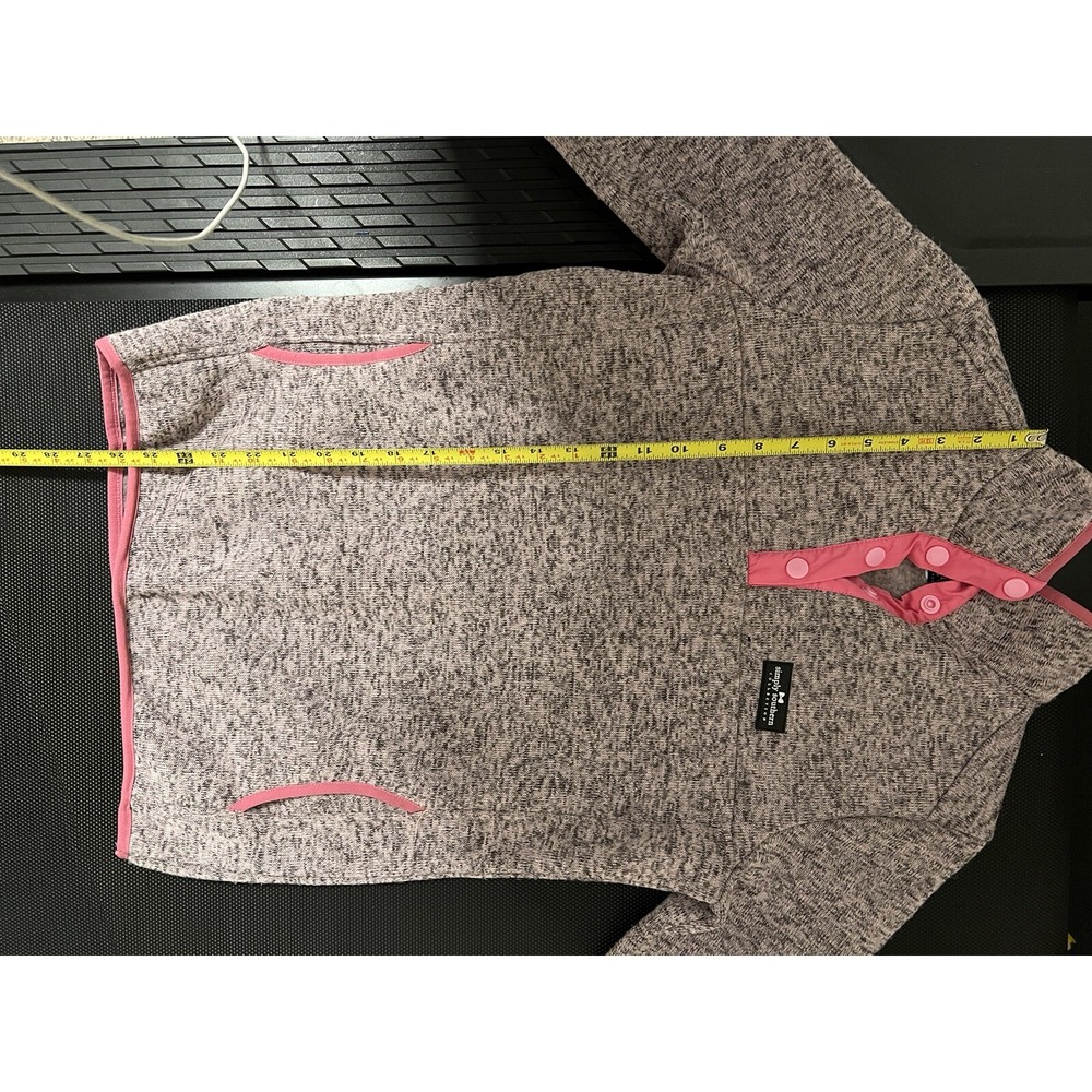 Simply Southern Womens Gray Pink Marled Quarter Snap Pullover Fleece Sweater‎ PM - Picture 13 of 15